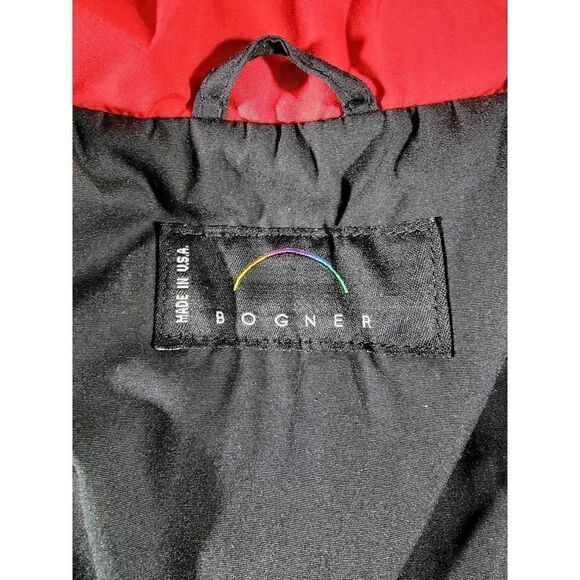 Bogner Womens 12 Red Ski Jacket Shell Embroidered Eagle Winter Coat Hood - Picture 11 of 11